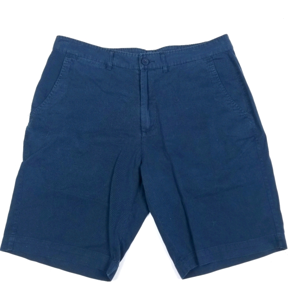 Black Saks 5th Avenue NWT Flat Front Shorts Size 34 in Navy 100% Cotton